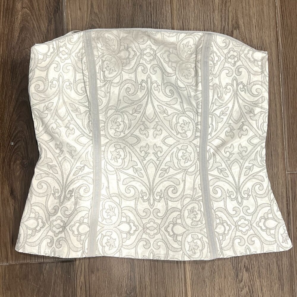 NWT White House Black Market Vacation Time Embroidered Bustier White / Gray 4